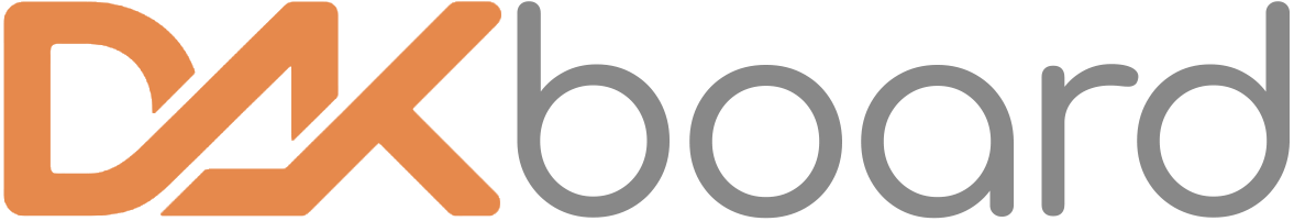 DAKboard logo linking to the homepage of the calendar-powered digital signage and dashboard software